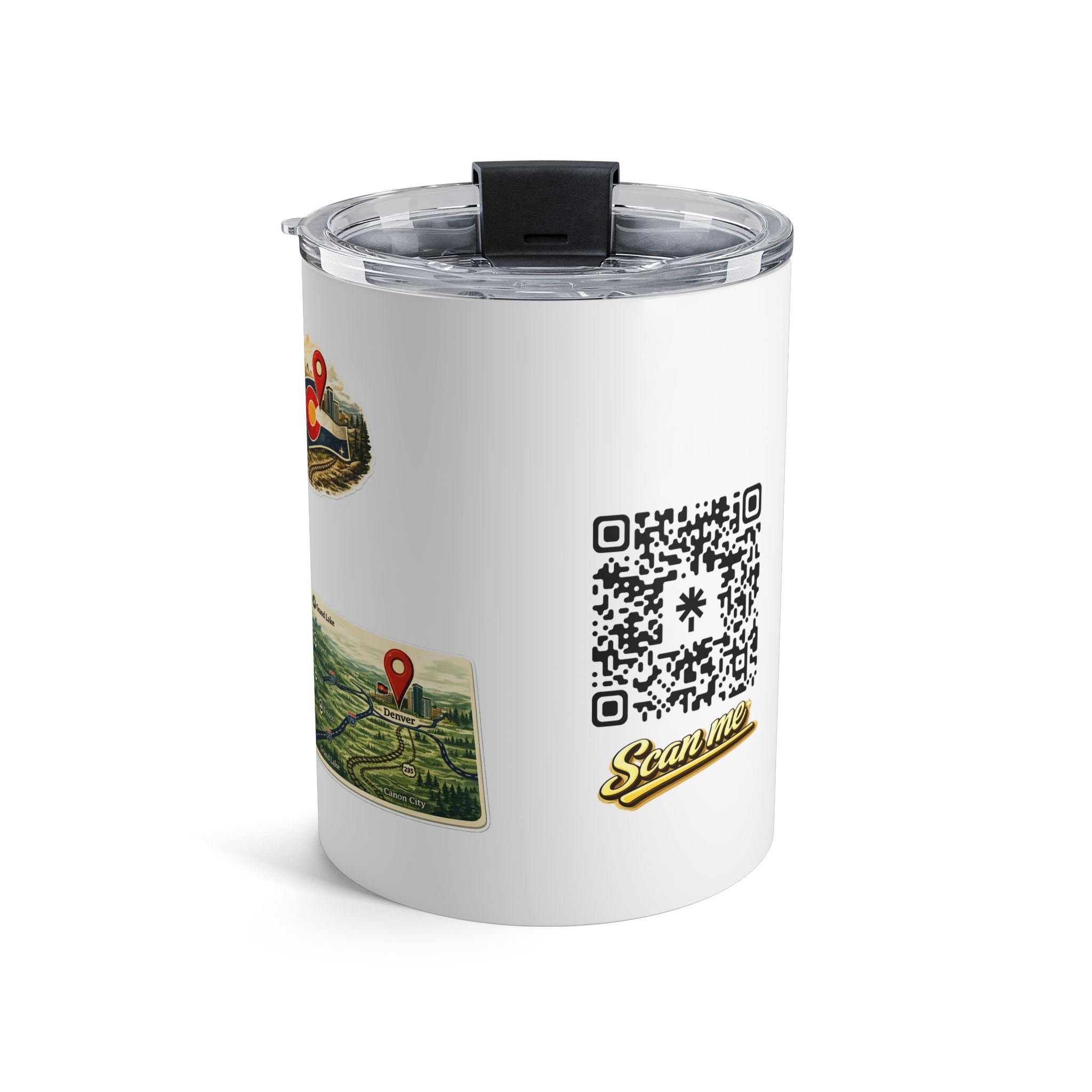 10oz Stainless Steel Travel Tumbler – Colorado Mountain Design | Insulated Coffee Mug with Flag Artwork